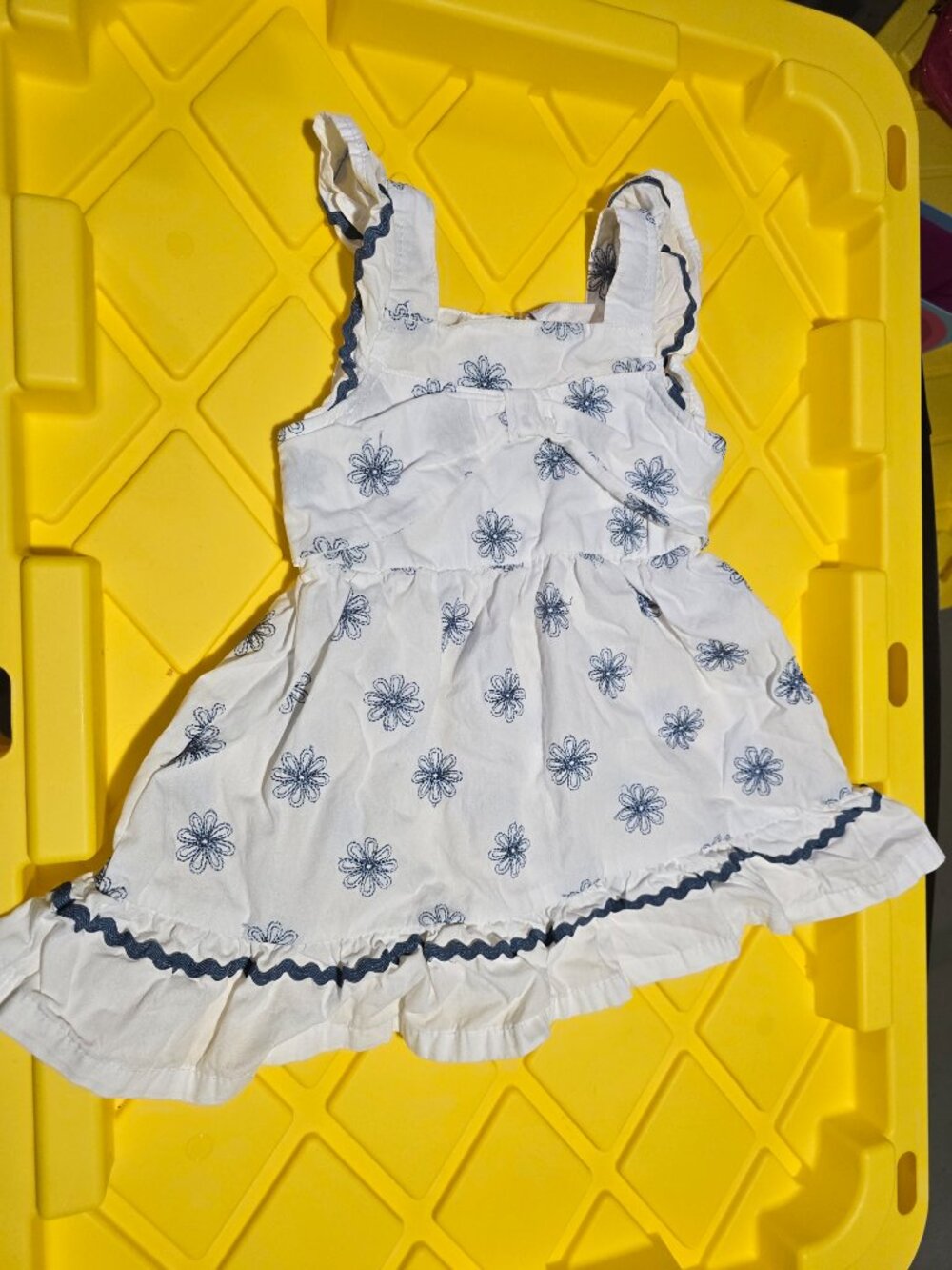 Daisy Fuentes Infant Girls' White & Blue Floral Dress – Size 12M